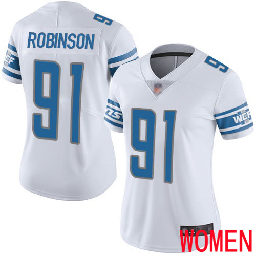 Detroit Lions Limited White Women Ahawn Robinson Road Jersey NFL Football #91 Vapor Untouchable->women nfl jersey->Women Jersey